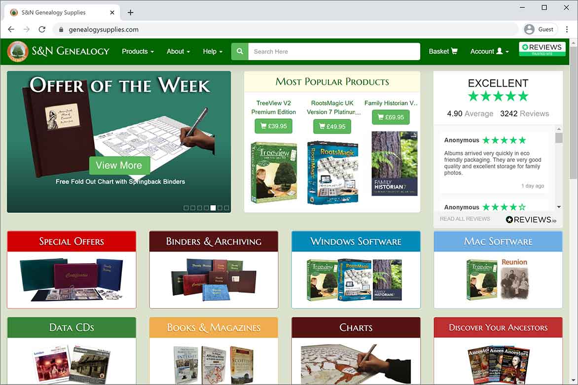 S&N Genealogy Supplies Homepage