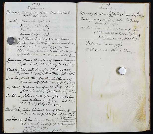 A page of Norfolk baptism records from 1793